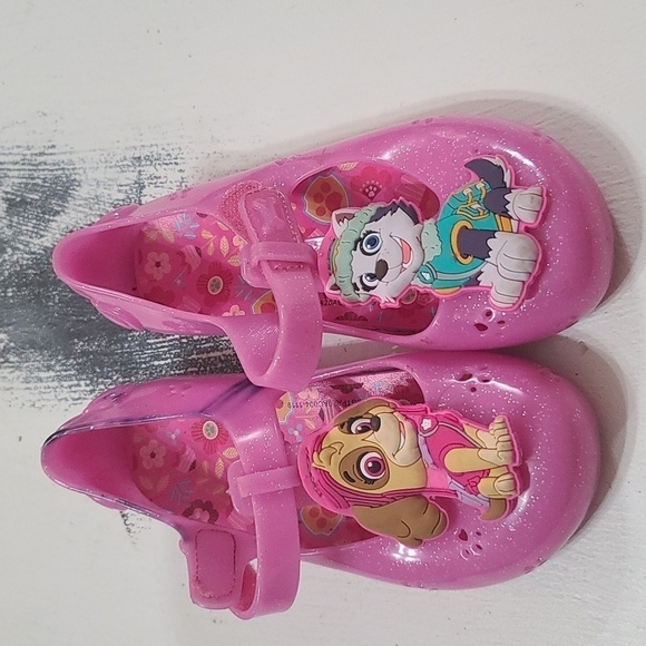Paw Patrol Girls Shoes Pink Sparkly Silicone Jelly Shoes Size 11 GUC READ - Picture 10 of 10